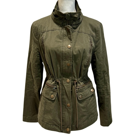 BNCI Jackets & Blazers - BNCI Army Green Fashion Utility Jacket Coat | Tie Cinched Waist + Pockets (L)